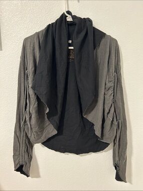 Draped Open-Front Women's Jacket - Black & Gray